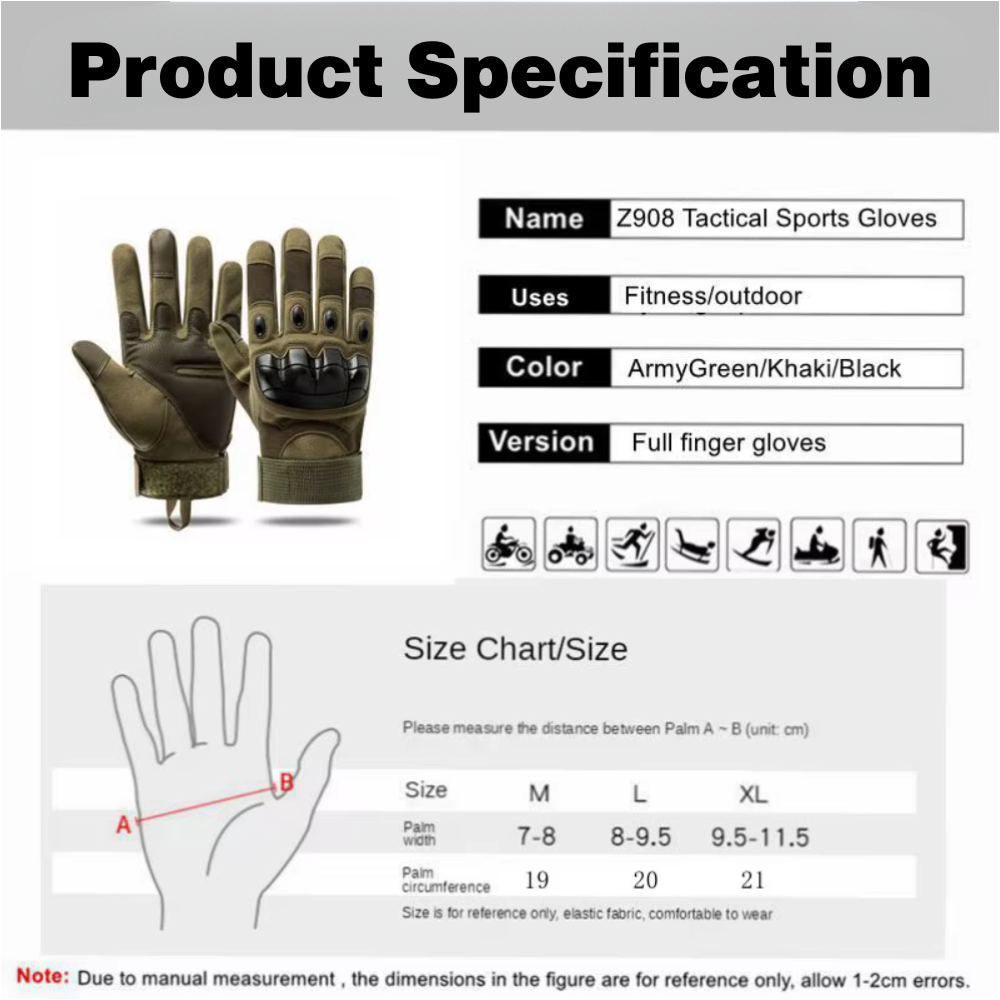 Motorcycle Tactical Gloves – Touchscreen, Shockproof & Protective Gear